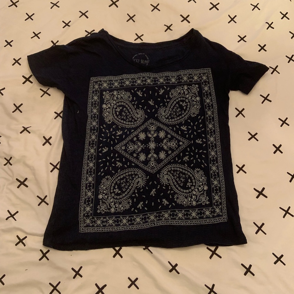 Lucky Brand Navy Stitch Design Tee